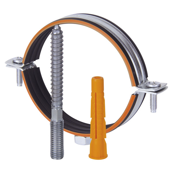 Хомут Humalt металлич. М8 (32-35) 1" с гайкой, шпилькой-шурупом и дюбелем RU-HT (1/140)