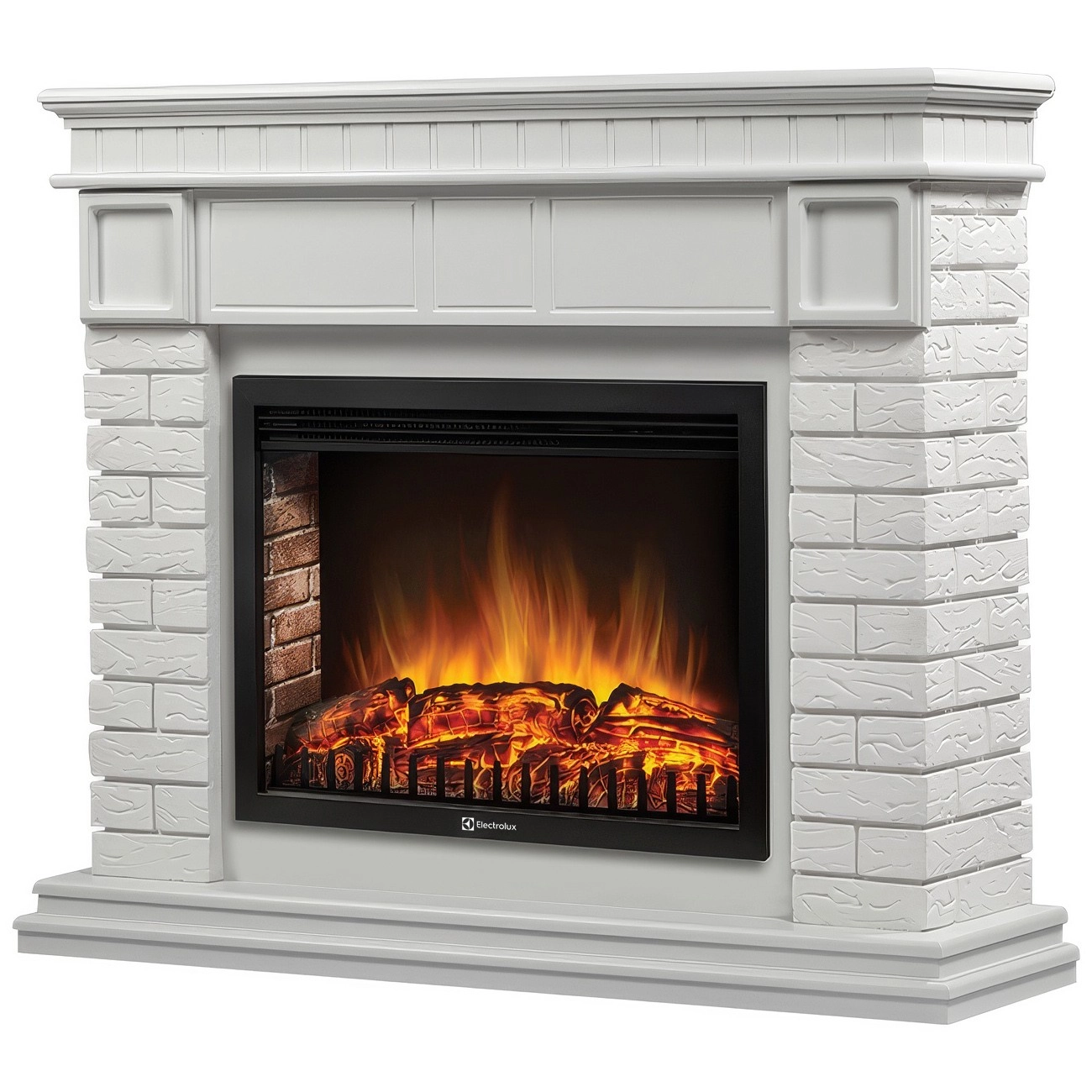 Изображение товара Каминокомплект: Очаг Electrolux EFP/P-3020LS N, портал Bricks 30 камень белый, белая эмаль Изображение товара Каминокомплект: Очаг Electrolux EFP/P-3020LS N, портал Bricks 30 камень белый, белая эмаль