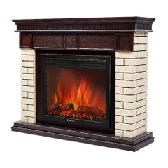 Изображение товара Каминокомплект: Очаг Electrolux EFP/P-3020LS N, портал Bricks 30 камень бежевый, шпон темный дуб