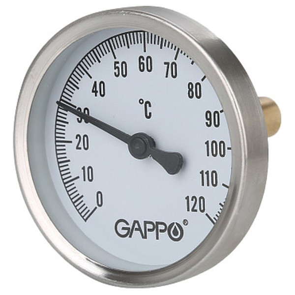 Термометр Gappo биметаллический с погружной гильзой 1/2" x 0-120 гр.