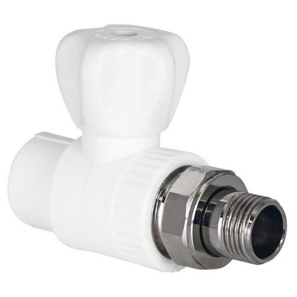 Кран шаровой TEBO бел. PP-R для радиатора 25х3/4" прямой (5/50), арт. 030060204