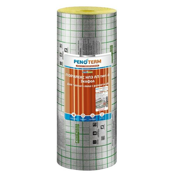 Теплоизоляция для теплого пола Порилекс НПЭ ЛП А 2мм*1200мм*25мм желтый Экофол