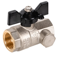 Изображение товара Кран шаровой латунный LD Pride 44.15.В-В.С.Б Ду15 Ру40 с дренажем и воздухоотводчиком,вн-вн(бабочка)