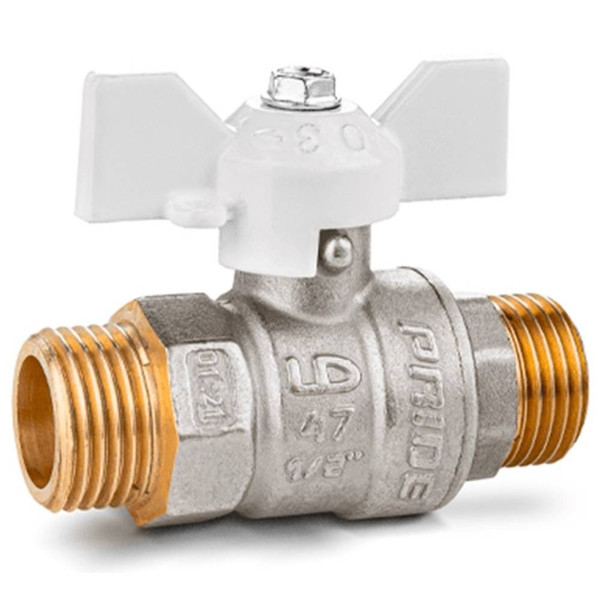 Кран шаровой латунный LD Pride 47.15.Н-Н.Б (White) Ду 15 Ру 40 нр-нр, (бабочка)