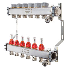 Изображение товара Коллектор нерж. в сборе с расходомерами 1" ВР-3/4" НР, 9 выходов