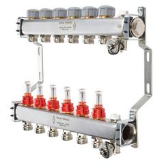 Изображение товара Коллектор нерж. в сборе с расходомерами 1" ВР-3/4" НР, 8 выходов