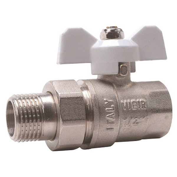 Кран VIEIR шар. с амер. 3/4" белые никель VR204-02B