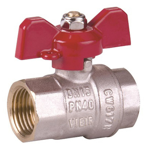 Кран ViEiR шаровый 1" ВВ, кр. бабочка, никель (60/6) VR201-03