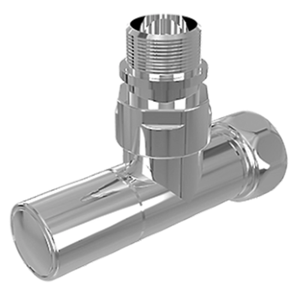 Изображение товара Вентиль угловой Royal Thermo с колпачком, гайкой и наружной резьбой 3/4" х 1/2" гайка - штуцер, пара для полот.