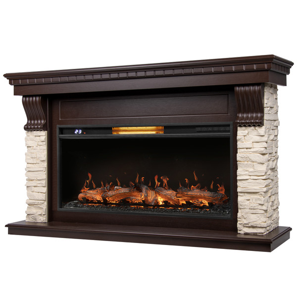 Каминокомплект: Очаг Royal Thermo Aurora RTFP/P-AR40LS, портал Michigan 40 камень мол., шпон т.дуб