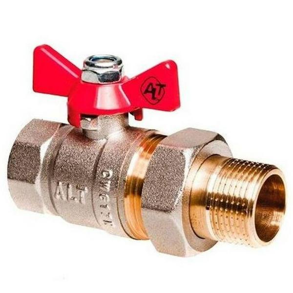 Кран шаровой ALTSTREAM полный проход c накидной гайкой бабочка 1 1/4"