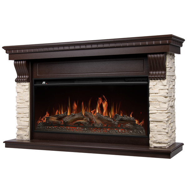 Портал Firelight Michigan 40 камень молочный, шпон темный дуб