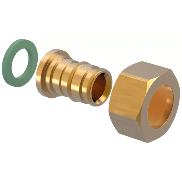 Штуцер с нак. гайкой латунь ВР 16х1/2" с внутренней резьбой (Uponor Q&E) уп. 100 шт (1023014)