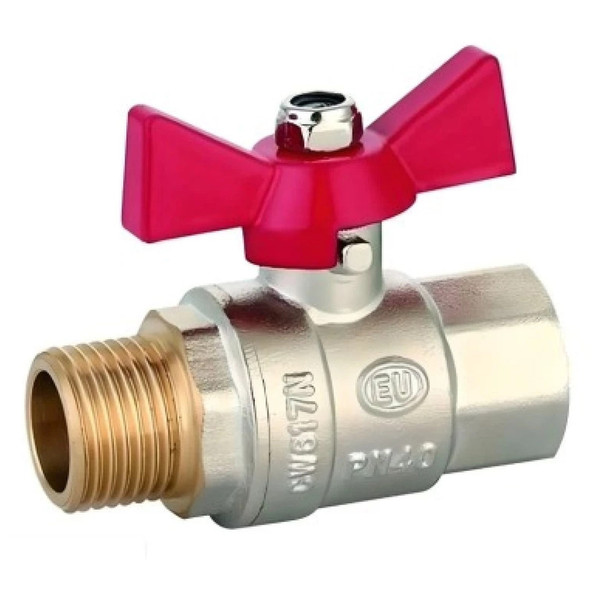 Кран ViEiR шаровый 3/4" ВН, кр. бабочка, никель (96/12) VR203-02