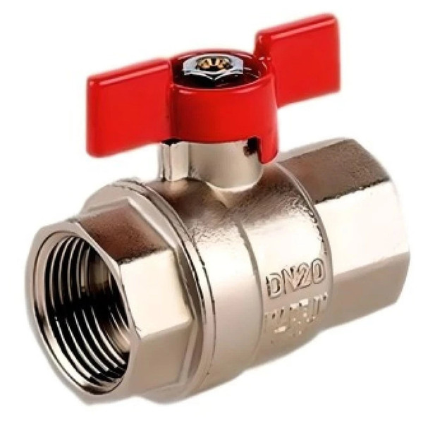 Кран ViEiR шаровый 3/4" ВВ, кр. бабочка, никель (95/12) VR201-02