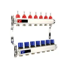 Изображение товара Группа коллекторная с расх. VARMEGA VM15107 ВР 1", под 130 насос, на 7 конт. 3/4" EK, нерж. сталь