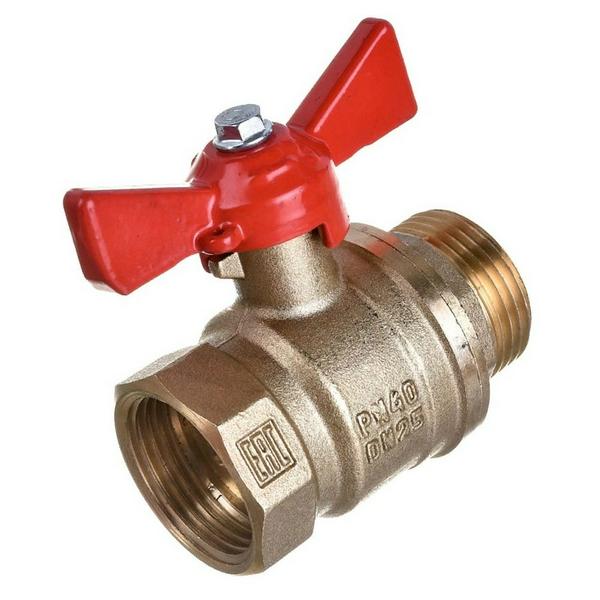 Кран шаровой VALFEX для воды 1" ВР/НР ручка-бабочка, латунный 11Б27фт1М (48/12)