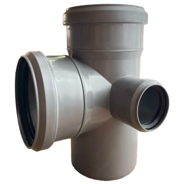 Крестовина двухпл. канализ. ПП 110*110* 50*87гр. мм правая с растр. сер. Синикон стандарт (Valsir)