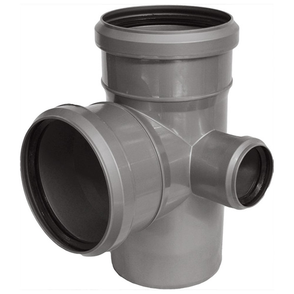 Крестовина двухпл. канализ. ПП 110*50* 110*87гр. мм лев. с растр. Сер. Синикон стандарт (Valsir)