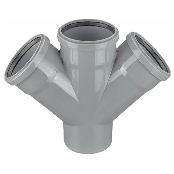 Крестовина однопл. канализ. ПП 110*110*110*67гр. мм с растр. серая Синикон стандарт (Valsir)