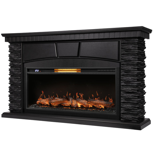 Каминокомплект: Очаг Royal Thermo Aurora RTFP/P-AR40LS, портал Porto 40 камень черный шпон венге