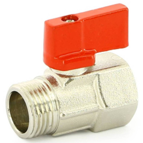 Кран Uni-Fitt шаровой мини НВ 1/2" флажок красный металл