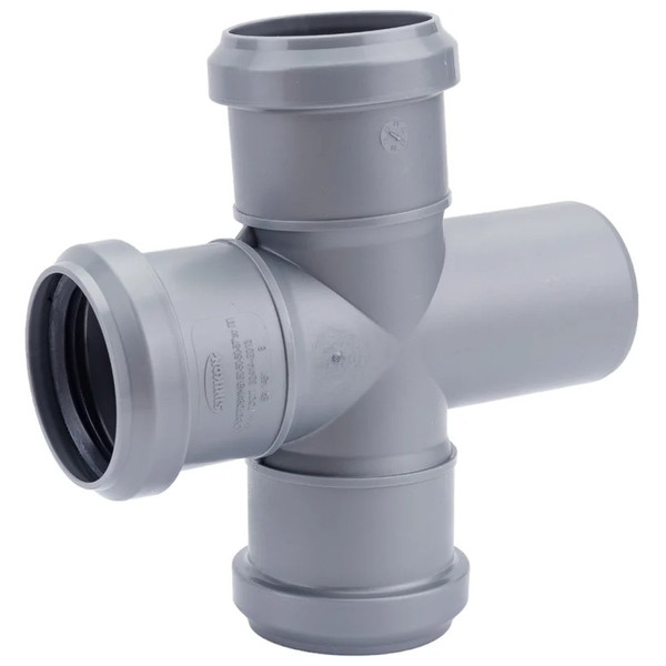 Крестовина одноплоскостная канализационная ПП 50*50*50*87гр. мм с раструбом серая Синикон стандарт