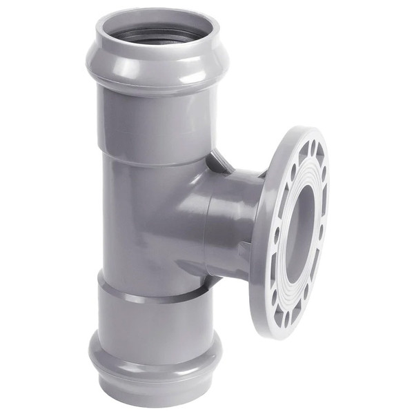 Тройник напорный НПВХ 110*100 мм ХЕМКОР с ПВХ фланцем ХЕМКОР