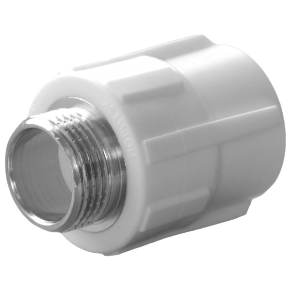 Муфта комбинированная полипропиленовая PPRC НР 25х1/2", наружная резьба, белая