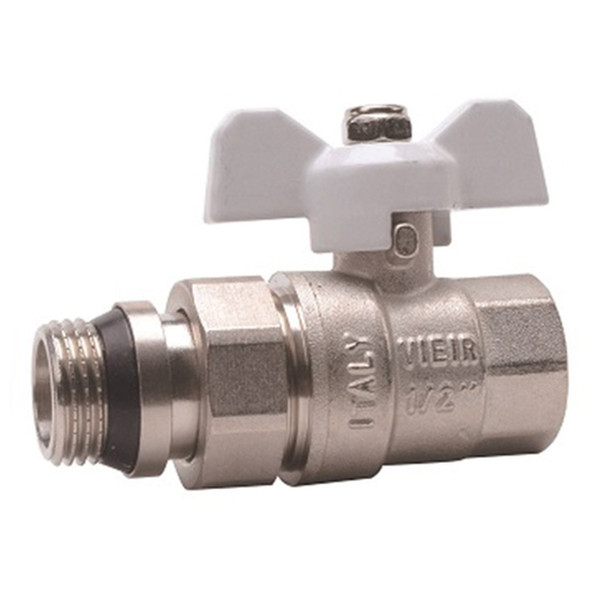 Кран VIEIR шар. с амер. с кольцевым уплотнением 1/2" белые никель VR204-01А