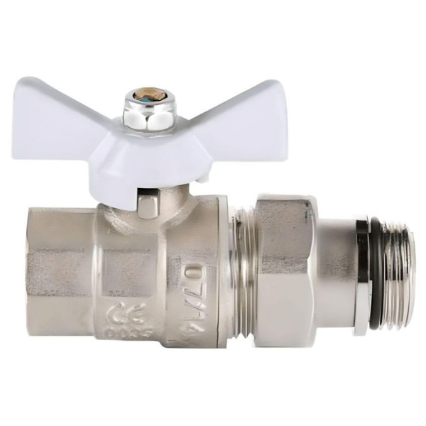 Кран VIEIR шар. с амер. с кольцевым уплотнением 3/4" белые никель VR204-02А