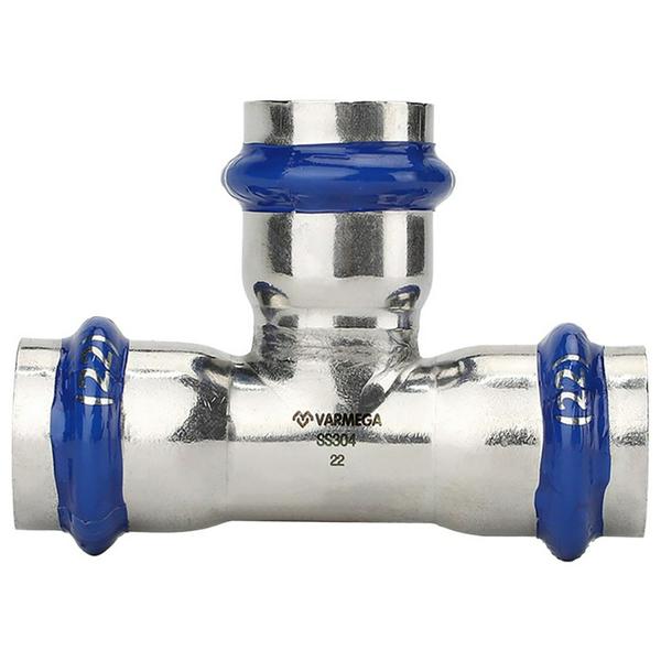 Тройник VARMEGA раструбный Inox Press 15x15x15