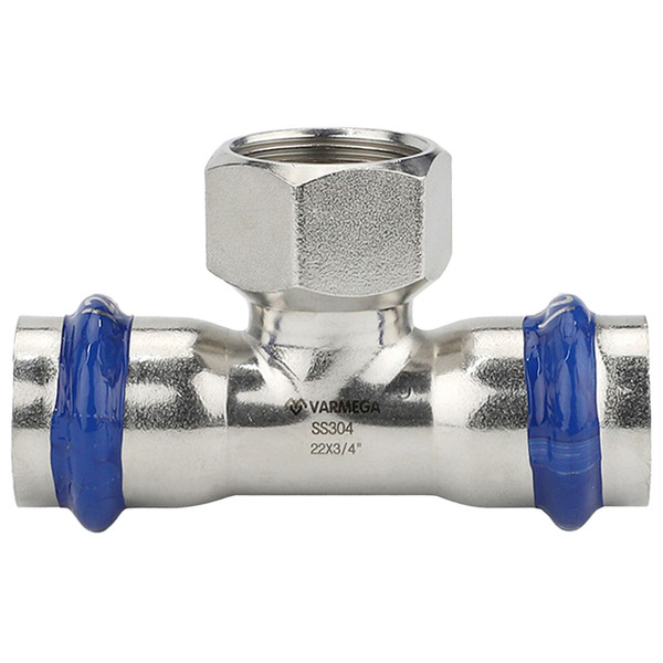 Тройник VARMEGA раструбный Inox Press ВР 22x1/2"x22