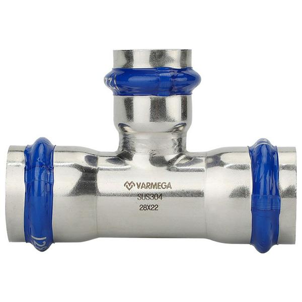 Тройник VARMEGA раструбный Inox Press переходной 22x15x22