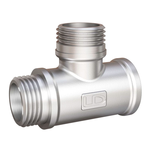 Тройник прямой LD DN15 вн-нр-нр, латунь никелированная