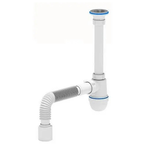 Сифон АНИ пласт д/умыв-ка бутылочный 1 1/4"x40 с гофрой 40х50 D-65мм C1010