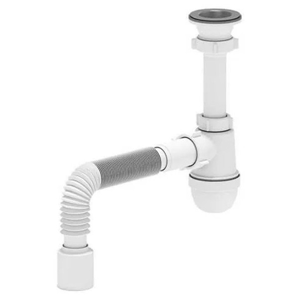 Сифон АНИ пласт д/умыв-ка/мойки бутылочный 1 1/2"x40 с гофрой 40х50 D-70мм C0110