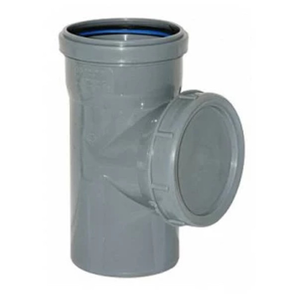 Ревизия с крышкой канализационная ПП 110 мм с раструбом серая Синикон Стандарт