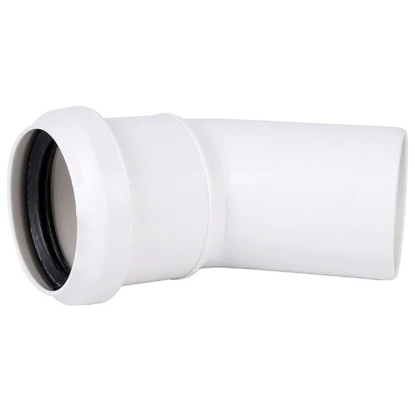 Отвод канализационный бесшумный ПП 50*15гр. мм СИНИКОН КОМФОРТ с раструбом белый (уп.50 шт)