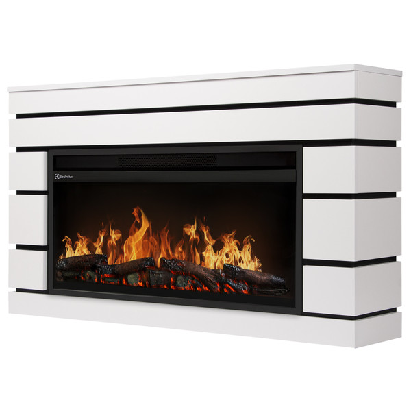 Каминокомплект: Очаг Electrolux EFP/P-3620LS, портал Moderno 36 белый, черный, р/в