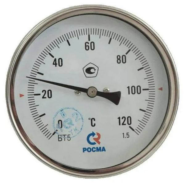 Термометр Росма биметаллический осевой Дк100 120С L-46мм G1/2" БТ-51.211 00000002544