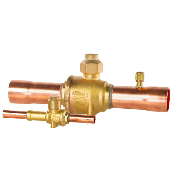 Кран запорный шаровый с сервисным штуцером и патрубками под пайку РИДАН GBC 42s