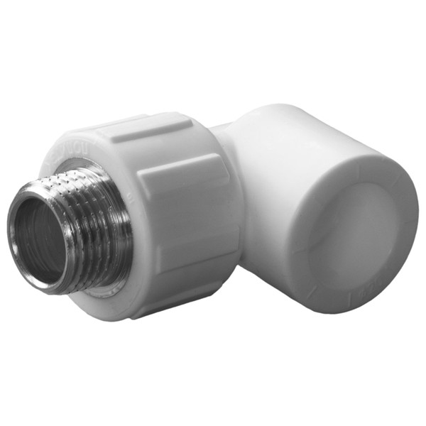 Угольник комбинированный ППР PPRC НР 32х3/4" Политэк НАР резьба, белый (уп. 25 шт)