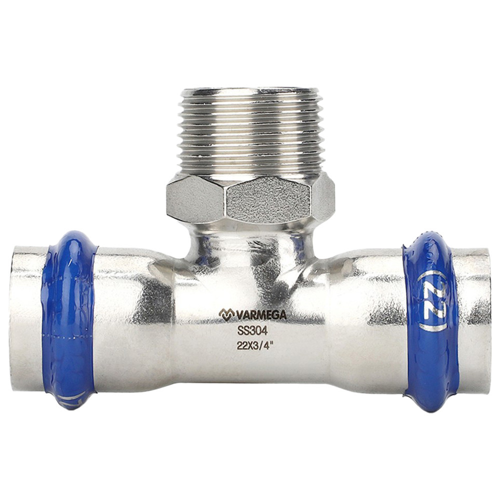 Тройник VARMEGA раструбный Inox Press НР 15x1/2"x15