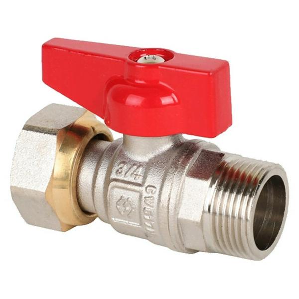 Кран шаровой латунный MVI DN15 PN25 нр-накидная гайка, бабочка