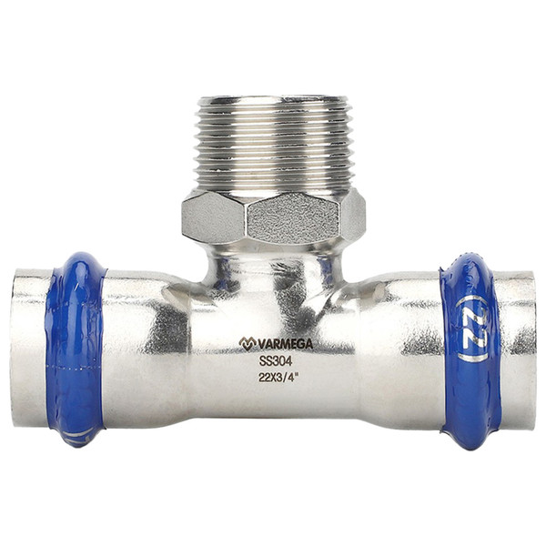 Тройник VARMEGA раструбный Inox Press НР 35x1"x35