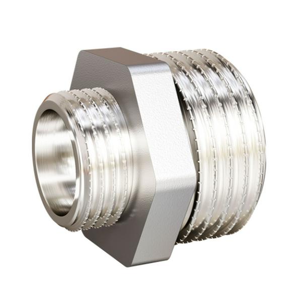 Ниппель латунный LD LD Pride DN50х40 (2"НР х 1 1/2"НР) лат никел бирк