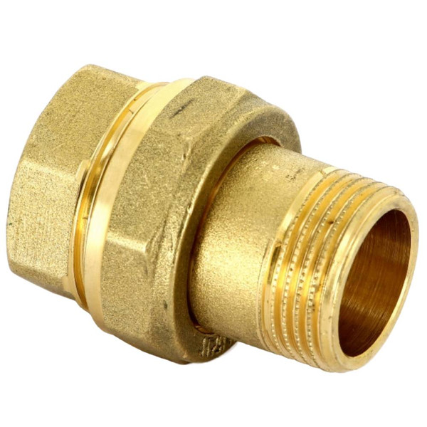 Соединение Uni-Fitt разъемное прямое НВ 1" с плоской прокладкой, латунь