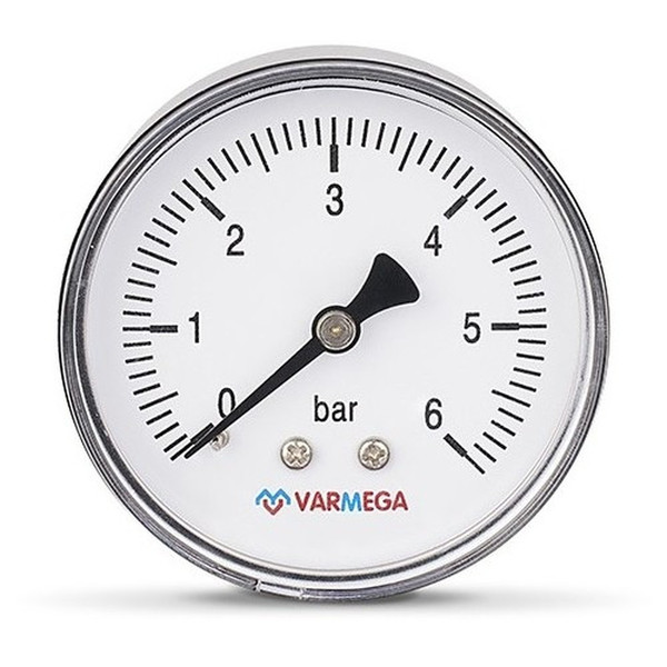 Манометр VARMEGA аксиальный 63 мм, 6 бар, 1/4", VMMT08-630602