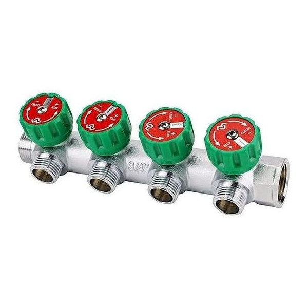 Коллектор регулирующий VARMEGA 3/4" 4 х 3/4"ЕК хромированный VMMM01-C05154